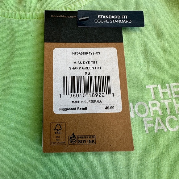 NWT The North Face Mens Short Sleeve Dye Tee Green Size XS - Picture 3 of 3